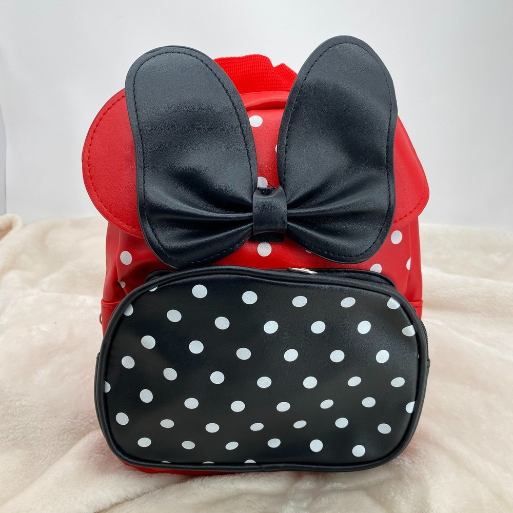 Apple Stars Minnie Mouse Polka Dot Mini Backpack Red Black Faux Leather Kids